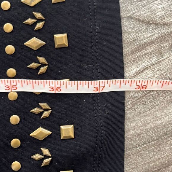 Premise NWT New Black Brass Studded Three Quarter Sleeve Bodycon Dress Sz S - Picture 9 of 9